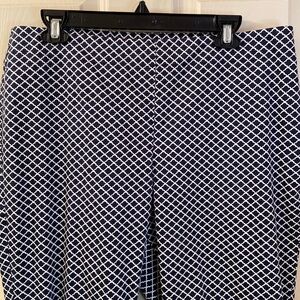 Talbots Heritage Capris Navy White design Side Zipper Back Pockets WM SZ 12